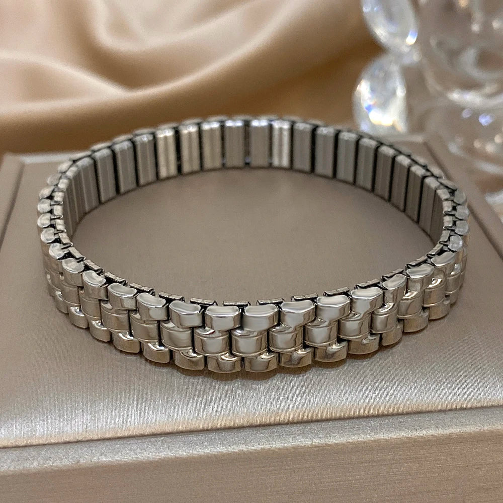 Greatera Five-layer 10mm Beaded Men's Bracelet Two Tone Classic Stainless Steel Band Series Watch Chain Bangle Jewelry For Women