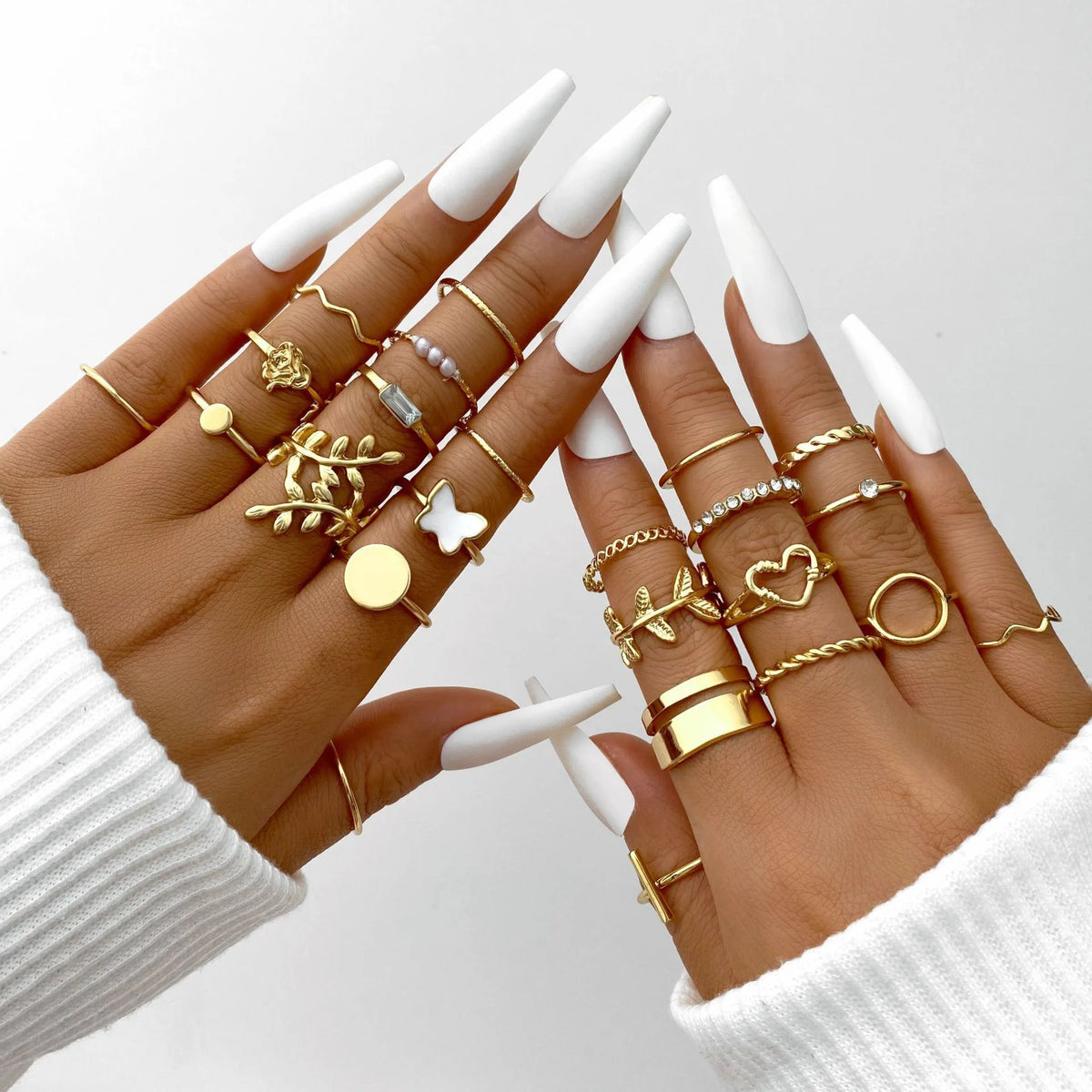 Vintage Gold Plated Mixed Motif Ring Set 58PCS/Set