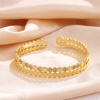 Titanium Steel Gold-Plated Sparkling Zircon Cuff Bangle