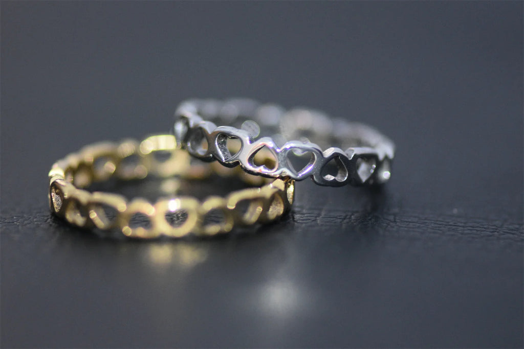 Hollow Love Heart Never-Fade Titanium Stainless Steel Ring