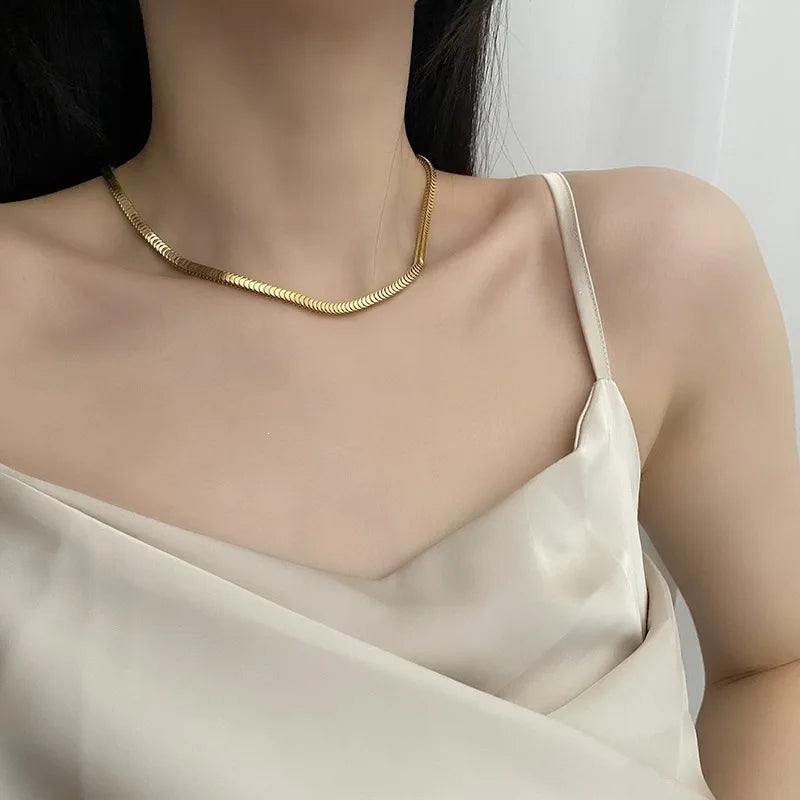 EILIECK Stainless Steel Handmade Fashion Chain Necklace For Women 18K Gold PVD Plated Rust Proof Textured Unisex Jewelry Gift