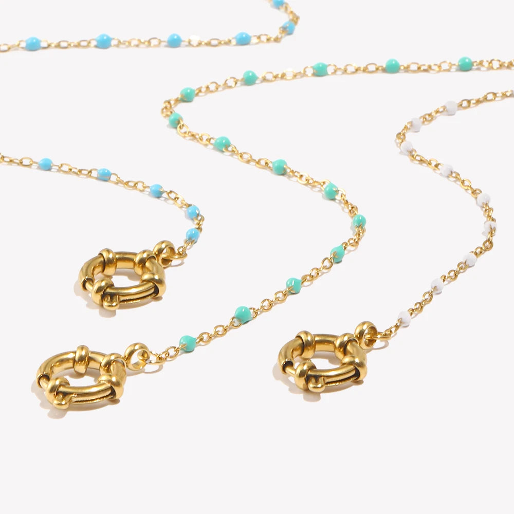 ChooseMe Clip Oil Drop Beads Spring Buckle Necklace