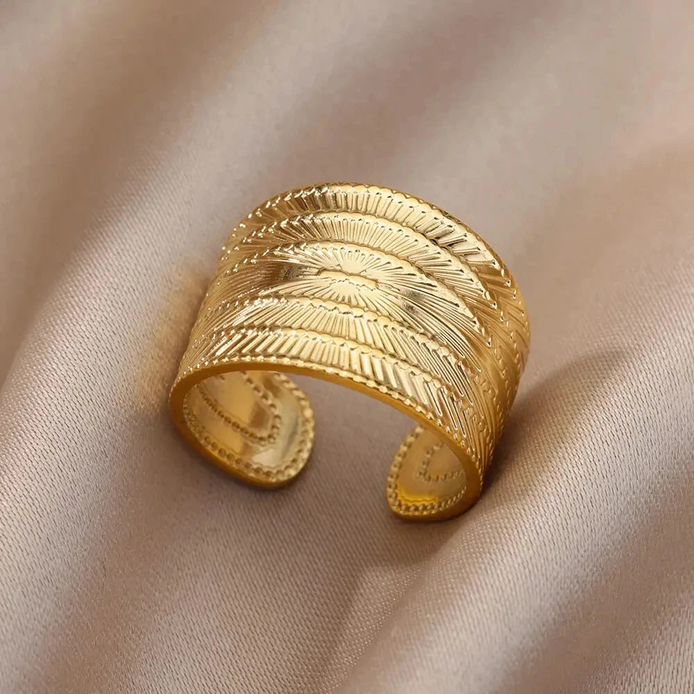 Stainless Steel Chunky Wide Geometric Open Ring