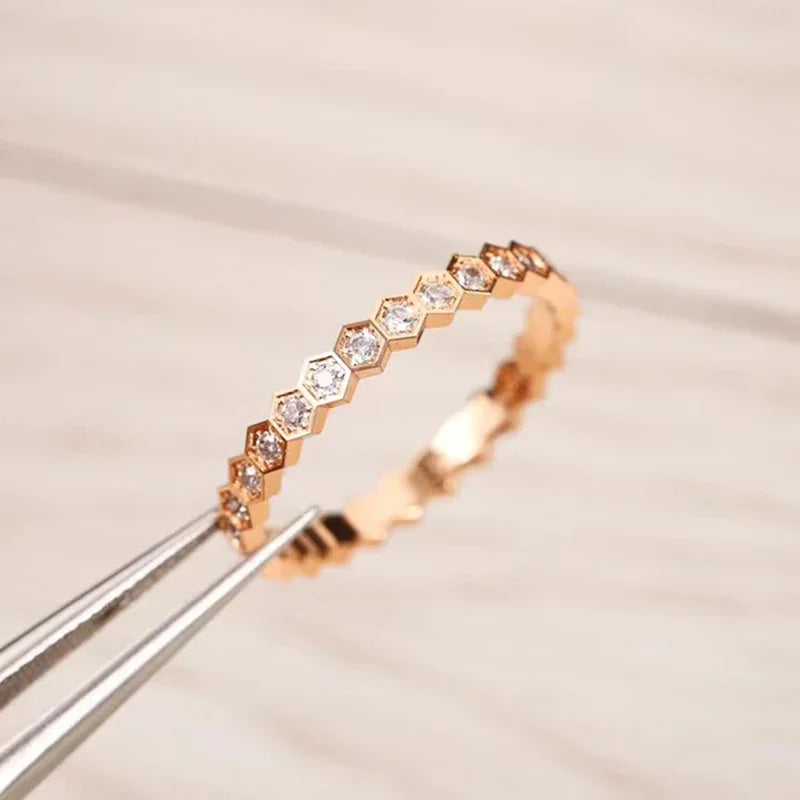 Sterling Silver Vintage Geometric Zircon Ring