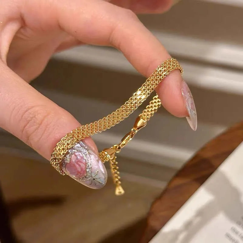 Vintage Woven Strap Bracelet Stainless Steel Watch Strap Bracelets for Women Daily Simple Versatile High-end Jewelry Gifts