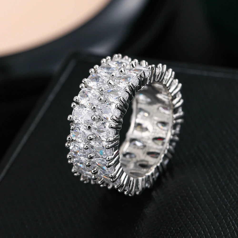 ChooseMe Square CZ Paved Austrian Zircon Engagement Ring