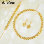 Newest Nigeria Wedding Jewelry Set 21k Gold Plated Fashion Bamboo Knot Necklace Ethiopia Women Bridal Luxury Vintage Jewelrys
