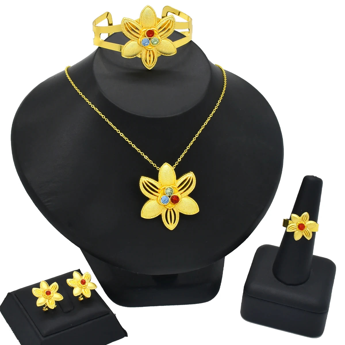 ANIID Nigeria Butterfly Cystal Jewelry Sets For Lady Wedding Ethiopian 24K Gold Color Necklace And Earing Jewellery Dubai Gift