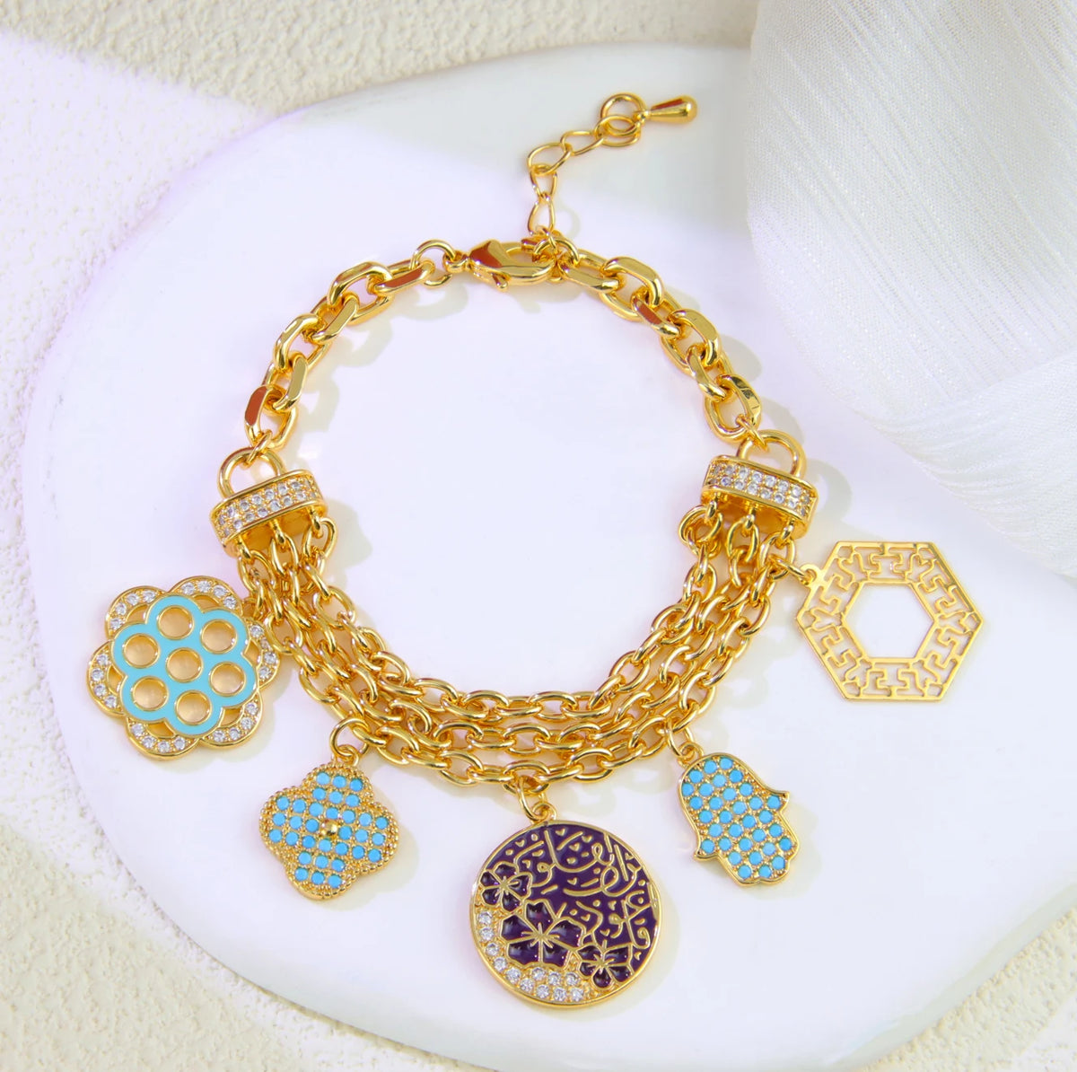 Fashion Arabic Dubai Gold-Color Charm Bracelet