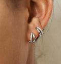 Gold Zircon Geometric Hoop Earrings