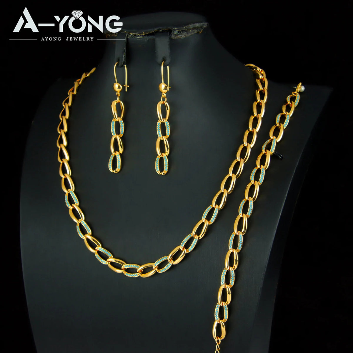 Dubai Fashion Zirconia Gold Wedding Set