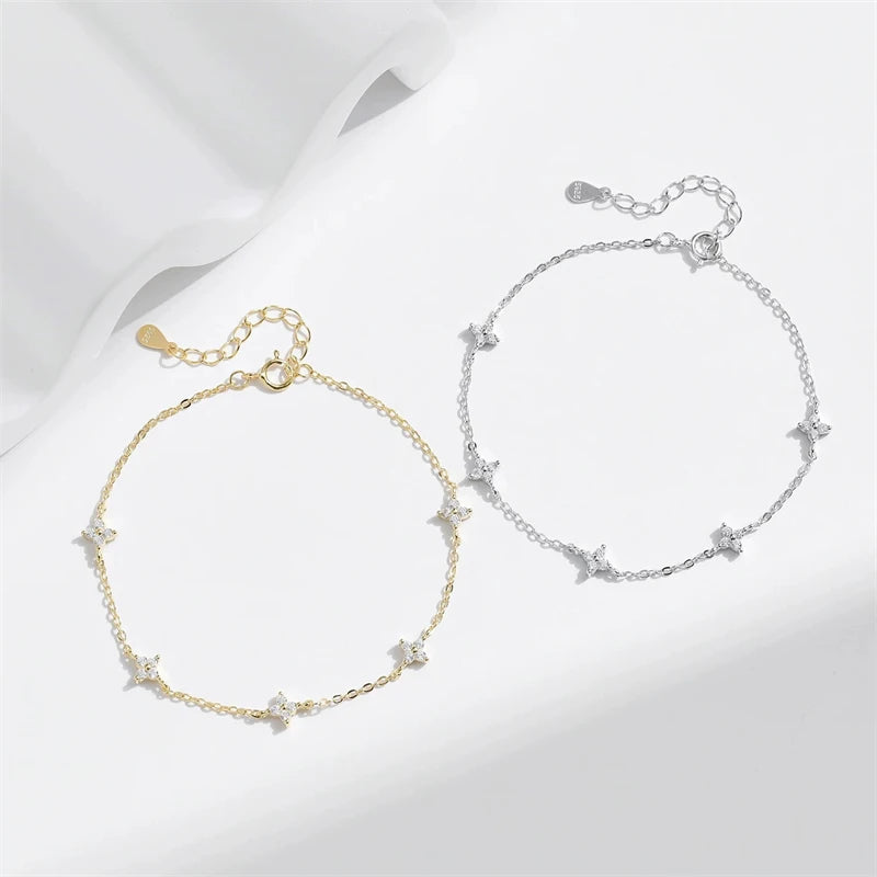 2026 New Crystal Flower Stainless Steel Personality Korean Bracelet