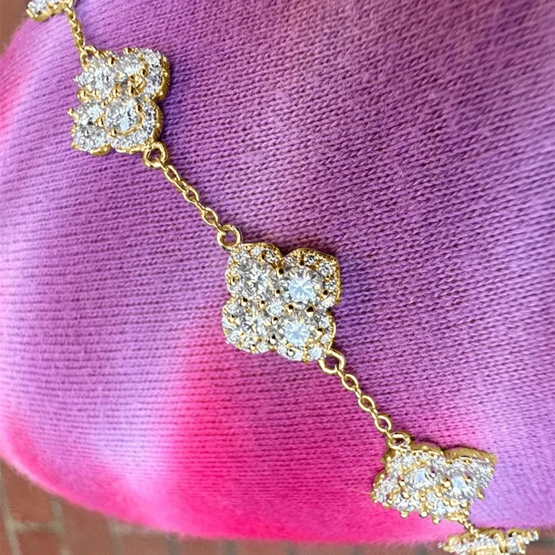 Clover VVS1 Lab-Diamond Four-Leaf Chain Bracelet with GRA Certificate