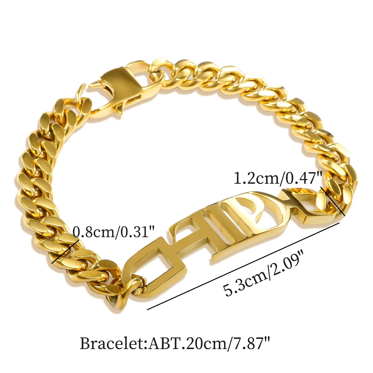 JINHUI TTPD Letter Thick Chain Bracelet