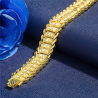 Retro European Coin Gold-Plated Wide Watch Chain Bracelet