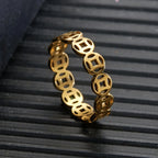 Light Luxury Adjustable Stainless Steel Coin & Chain Open Ring