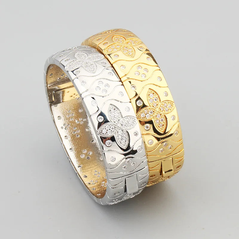 Fashion Jewelry  Set Luxury Geometry Cubic Ziron Bracelet Engagement Bridal Finger Ring copper Lady Gift