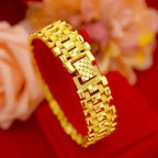 Pure Yellow Gold Bracelets for Women Men Classic Wedding Watch Chain Bracelets Christmas Gifts Jewelry Never Fade