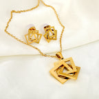 LUXUKISSKIDS Golden Waterproof Jewelry Sets Stainless Steel for Woman Wedding Party Accessorires Fashion Necklace Earrings Set