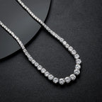 Moissanite Diamond Tennis Necklace with Certificate 3-5mm Size Gradient Diamond Riviera Necklace S925 Silver Choker for Women