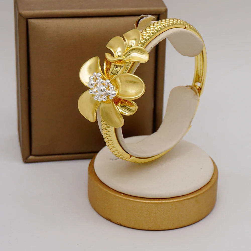 Brazilian Gold Flower Dubai Jewelry Set