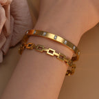 XB-041 Stainless Steel Gold-Plated Openwork Zirconia Bracelet