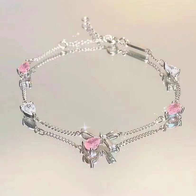 ChooseMe Handmade Sparkling Zircon Flower Alloy Bracelet