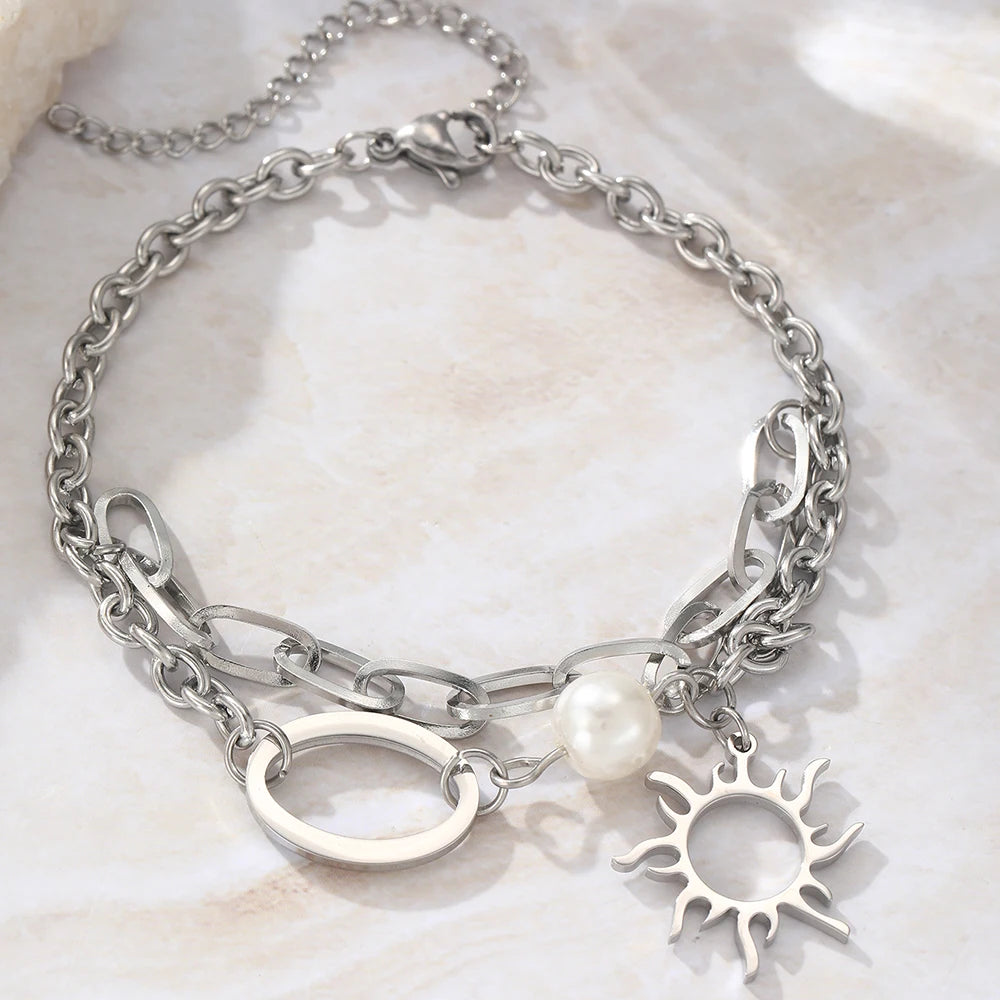 Stainless Steel Bracelets Classic Fortune Tree Crystal Pendant Chain Fashion Exquisite Bracelet For Women Jewelry Wedding Gifts