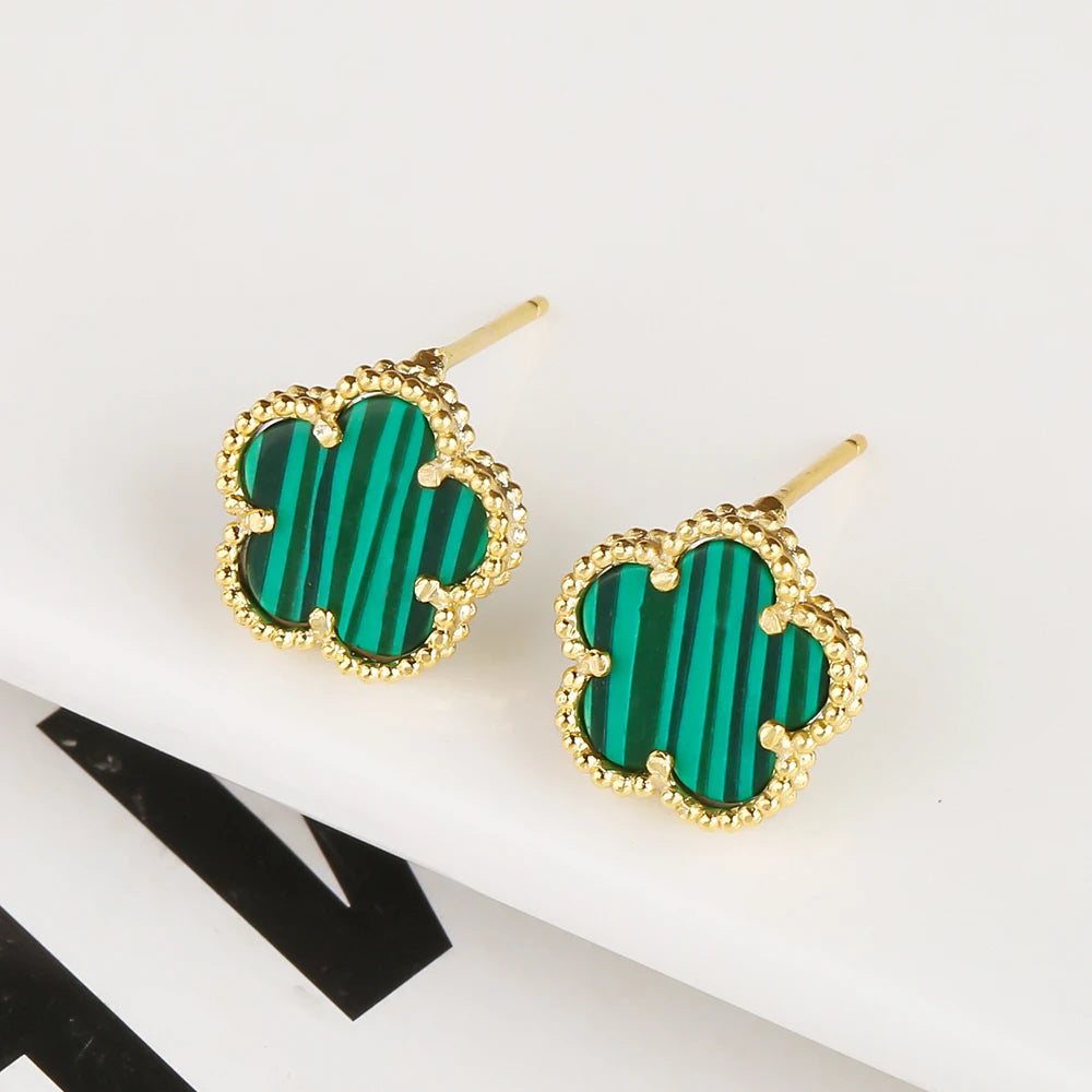 Hot Selling 18K Color Retention Electroplating New Plant Five Leaf Flower Micro Inlaid Zircon Set Necklace/Bracelet Women Clover