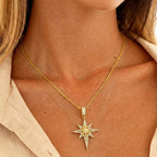 Collier pendentif étoile du Nord Monkton plaqué or 18 carats pour femme avec accents de zircone cubique étincelante, bijou céleste tendance, cadeau