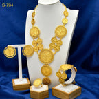 Dubai Gold Color Coin Necklace Bracelet Jewelry Sets For Women African Ethiopian Bridal Wedding Luxury Gifts