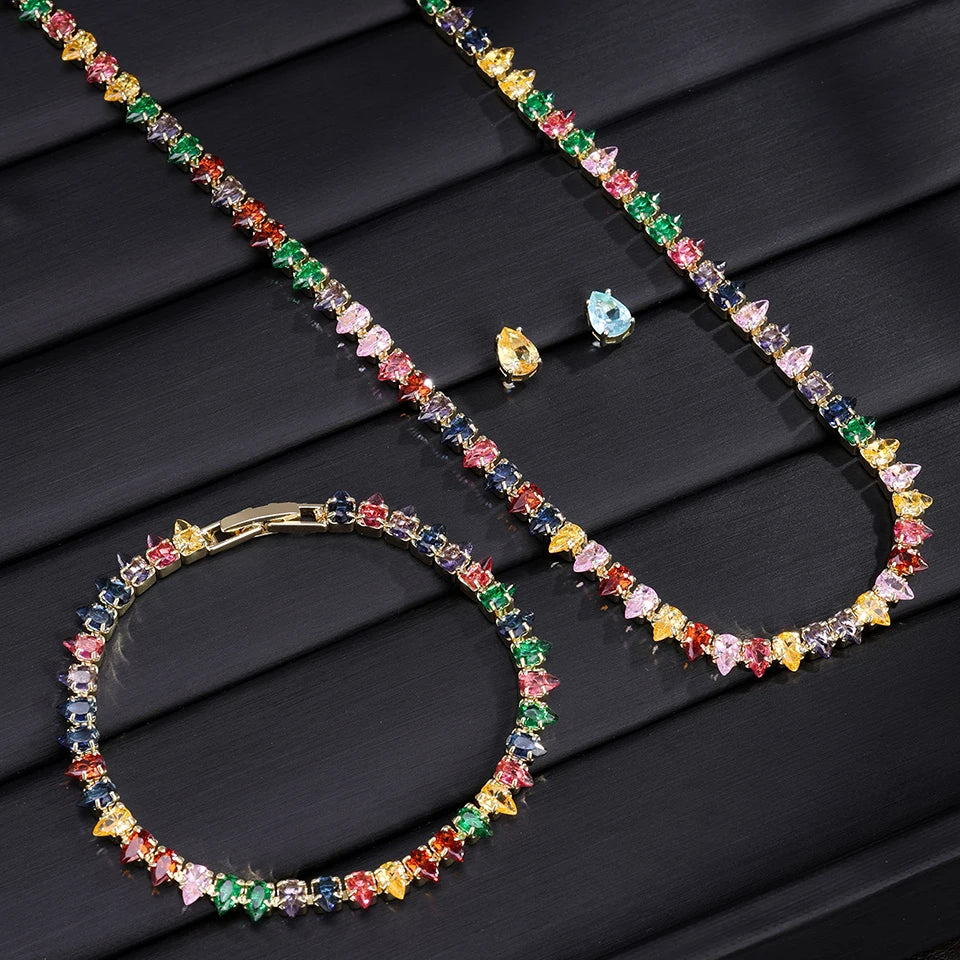 ChooseMe Luxury Water Drop Zirconia Bridal Jewelry Set