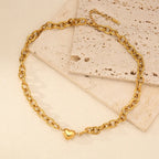 EILIECK 316L Stainless Steel Metal Gold Color Heart Chain Collar Necklace For Women Trendy Waterproof Neck Chain Jewelry Gift