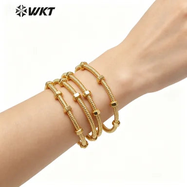 WT-B561 Special Design Cuff Bangle Screw Shape Punk Style Brass 18k Gold Eletroplated Cool Fashion For Girls
