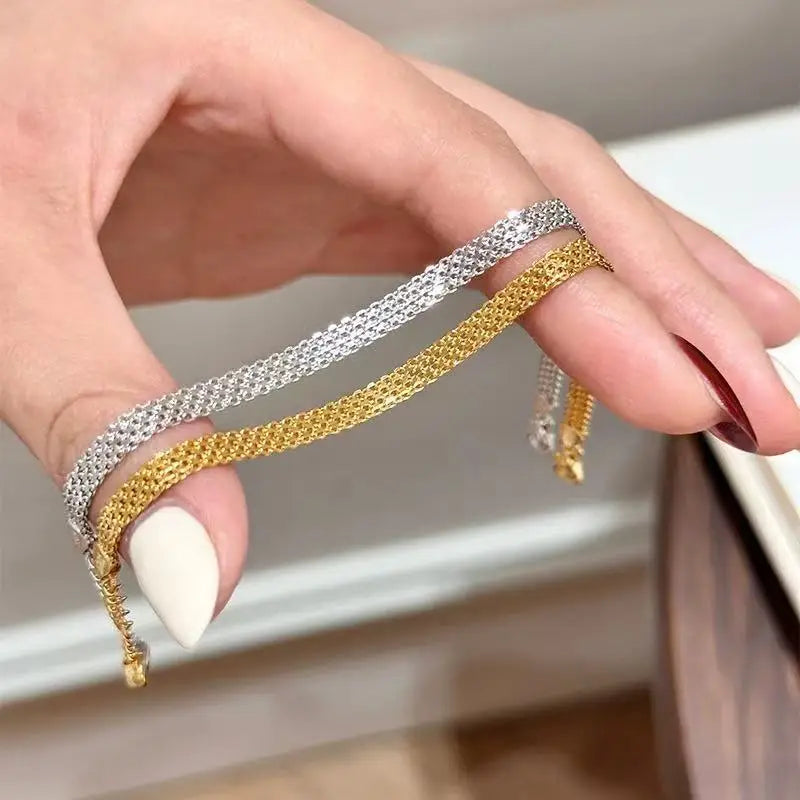 Vintage Woven Strap Bracelet Stainless Steel Watch Strap Bracelets for Women Daily Simple Versatile High-end Jewelry Gifts