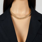 EILIECK Collier et bracelet à maillons cubains épais en zircone pour femme, style punk, plaqué or 18 carats, étanche, bijoux de fête, cadeau