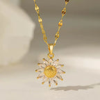 1PCS stainless steel Necklace Ladies Light Luxury Style Flower Pendant Inlaid Zirconia Titanium Steel Chain Holiday Jewelry