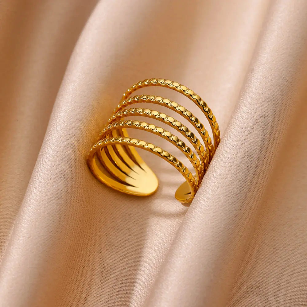 Stainless Steel Chunky Wide Geometric Open Ring