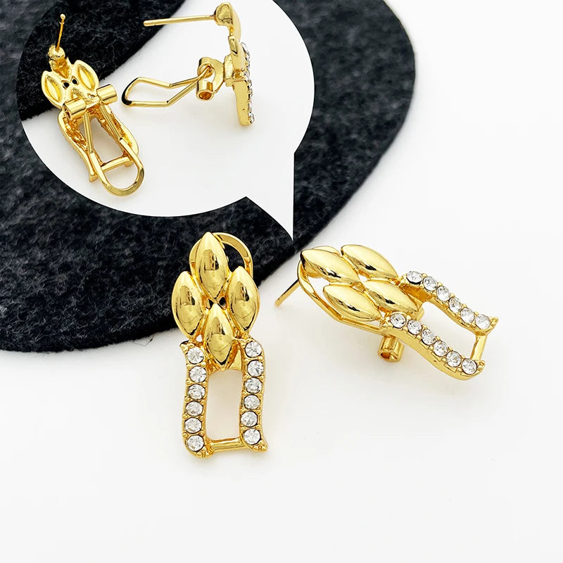 ChooseMe Dubai Gold Cuban Necklace & Earrings Jewelry Set