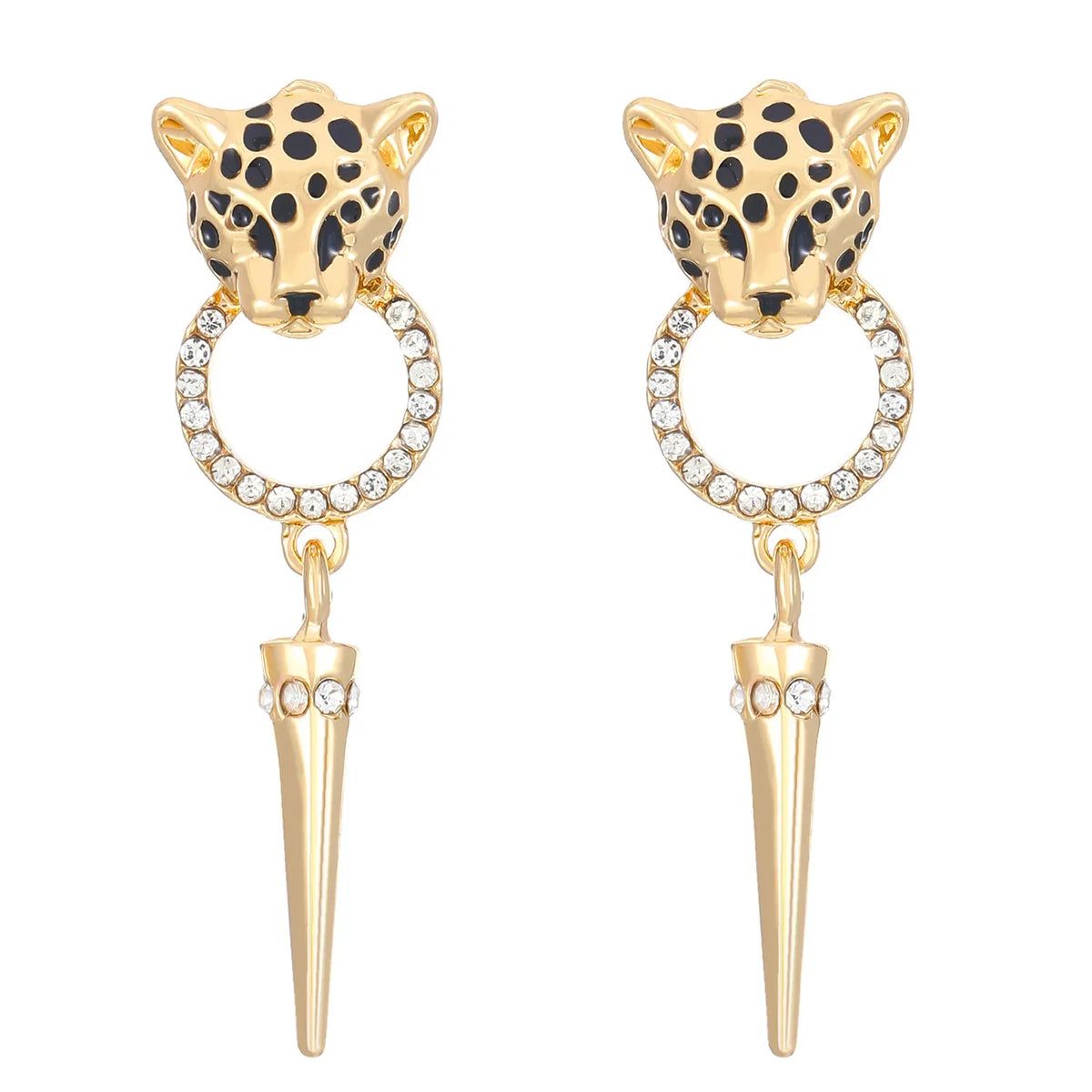 Trendy Personalized Cheetah Leopard Head Cone Pendant Earrings Fashionable Sexy Women's Quality Jewelry Accessories Luxurious