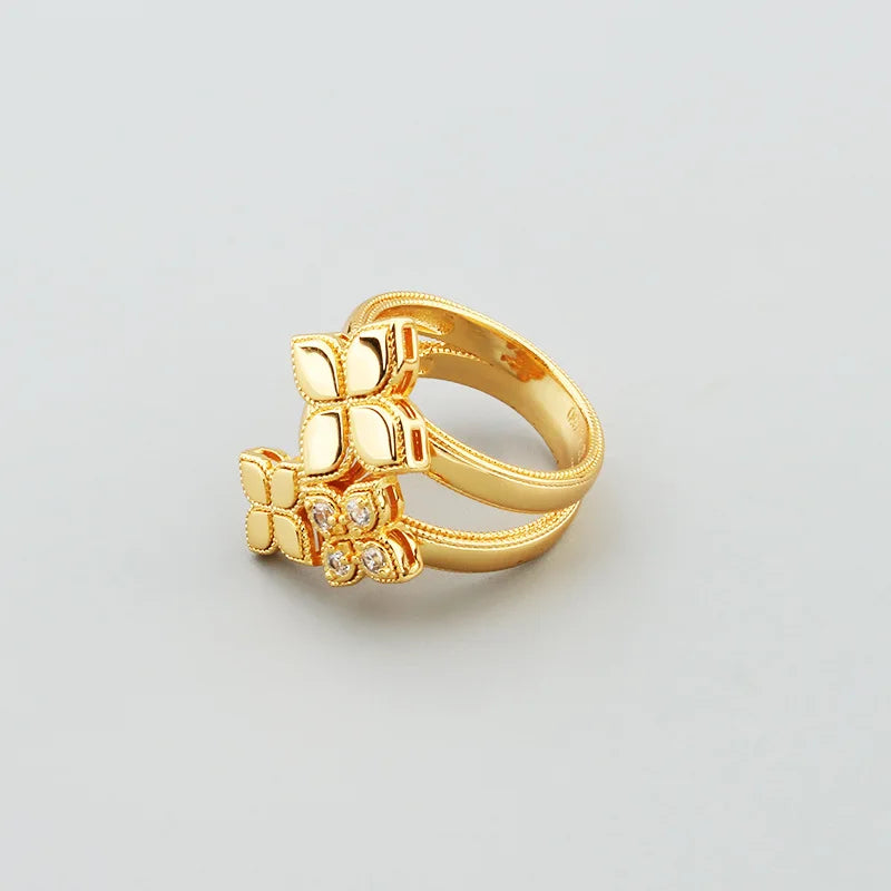 Women Luxury Geometry Cubic Ziron Engagement Bridal Ring Jewelry copper Lady Gift