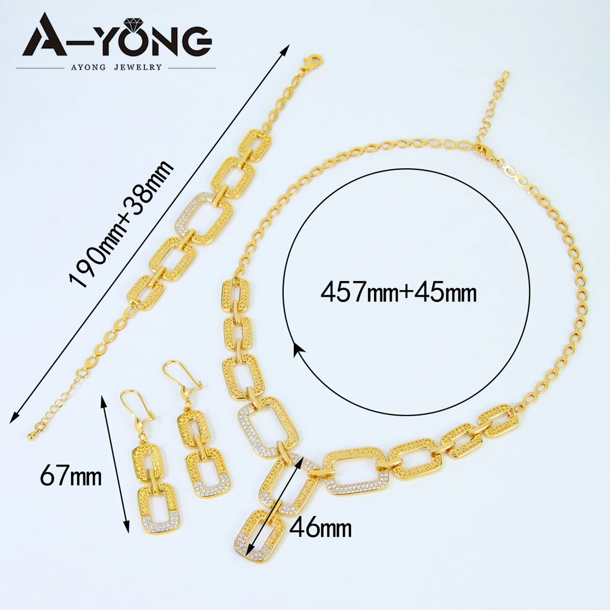 ChooseMe Premium Wedding Jewelry Set 21k Gold Plated Mid East Hip-hop Necklace Bracelet Earrings Dubai Women Vintage Jewelry