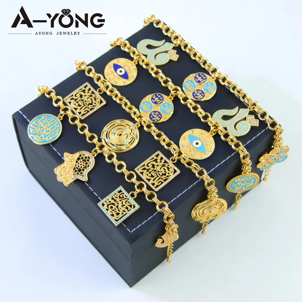 Fashion Arabic Dubai Gold-Color Charm Bracelet