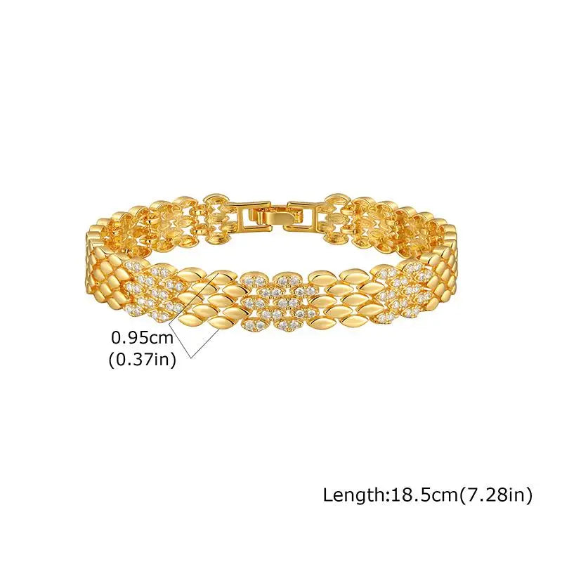 Gold Plated Copper Brass Materials Watch Bracelet Multi Choose Zircon Bracelet With Chain