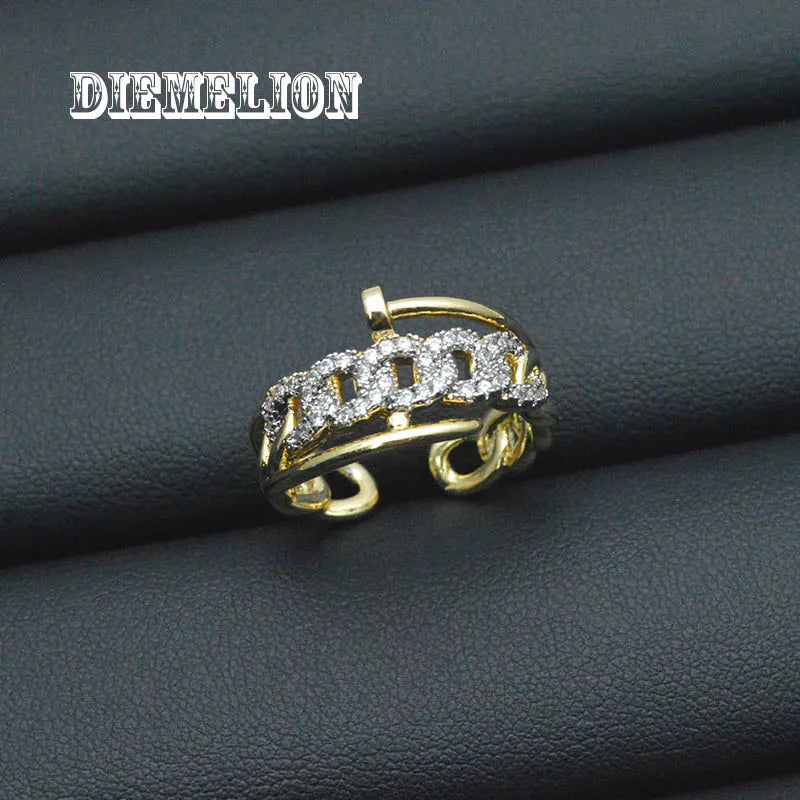 Luxury Two-Tone Multi-Layer Adjustable Zircon Nail & Screw Ring