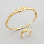 Classic Copper Luxurious Cubic Ziron Women  Statement Ring Lady Fashion Jewelry Bracelet Lady Gift
