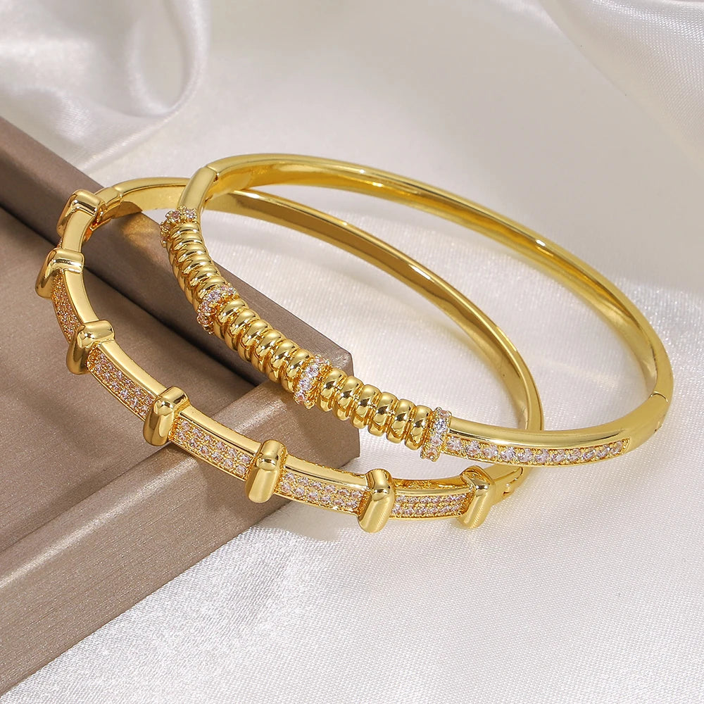 ChooseMe Light Luxury Cubic Zircon Cluster Weave Interlocking Bangle