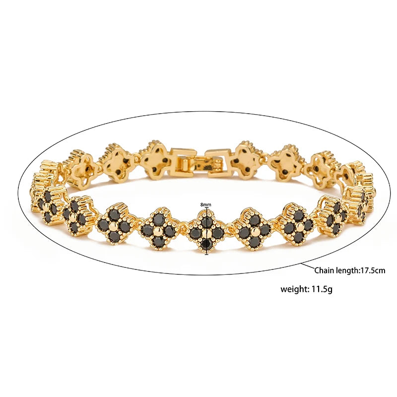ChooseMe Brass Flower Necklace & Bracelet Jewelry Set