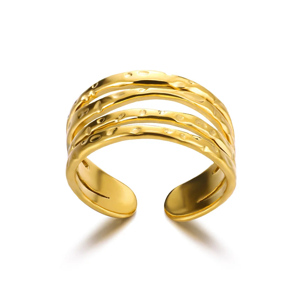 Stainless Steel Chunky Wide Geometric Open Ring