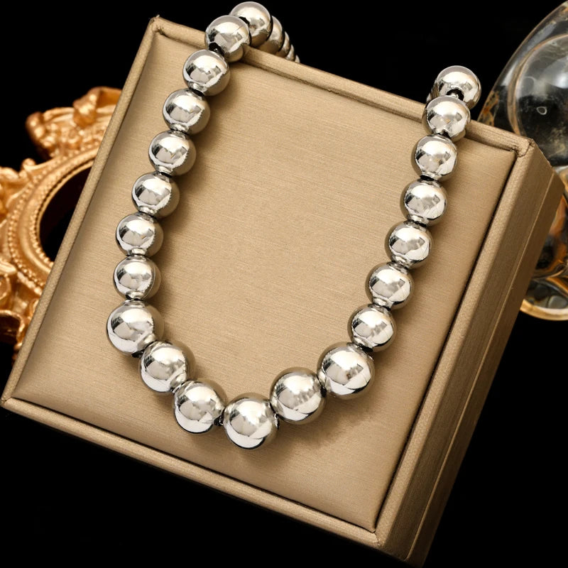EILIECK 316L Stainless Steel Metal Long Layered Chain Necklace For Women Fashion Collar Neck Chain Waterproof Jewelry Lady Gift
